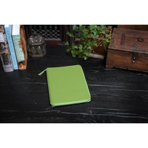 Pebble Calf Leather Large-Size Zippered Padfolio - Lime