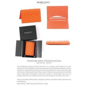 Ostrich Leather Business Card Case - Tangerine