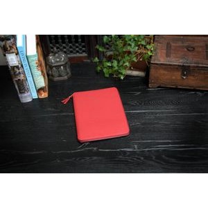 Pebble Calf Leather Large-Size Zippered Padfolio - Lava Red