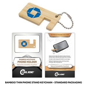 Bamboo Phone Stand Keychain Thin with Standard Packaging