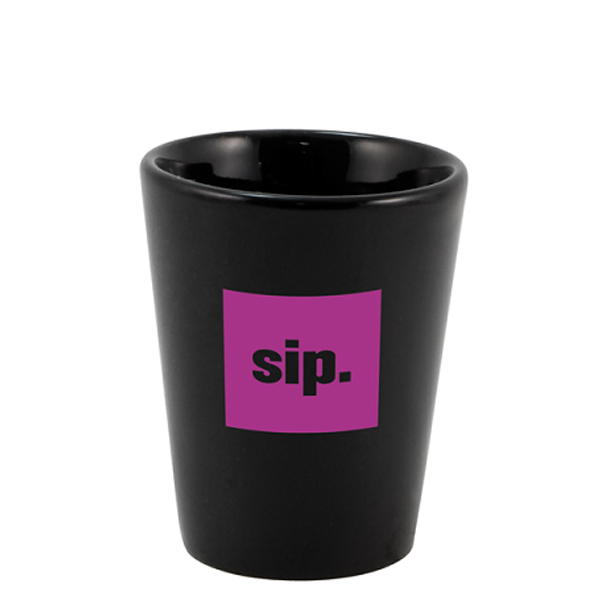 1 1/2 Oz. Black Ceramic Shot Glass - Shot Glasses