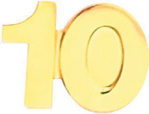 Bright Gold 10 Service Lapel Pin
