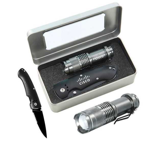 Gift Set With Fl26 Patrol Light And Tk305 Lock Back Knife