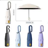 Compact Folding Umbrella With Carabiner Handle - Umbrellas