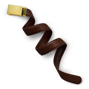 Classic Leather Chocolate Brown Belt w/35mm Gold Buckle