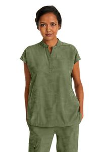 Healing Hands - HH PL Jacquard - Women's 2-Pocket Journey Camo Mandarin Style Top - Shirts, Scrubs