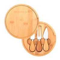 Havarti Bamboo Cheese Board Set (Engraved Imprint) - Knives, Carving Boards