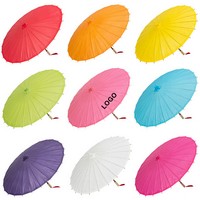 Custom 33" Solid Paper Parasol DIY Hand-Painted Oil-Paper Umbrella W/Bamboo Frame - Umbrellas