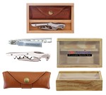 Castello™ Natural Aluminum Corkscrew Set w/Box & Leather Pouch