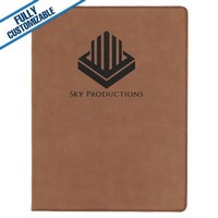 Brown Leatherette - 9.5X12" Portfolio With Notepad - Portfolios, Notebooks