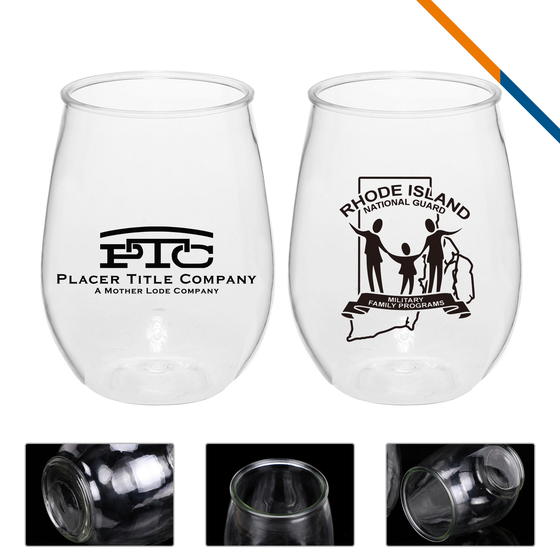 Vette Stemless Plastic Wine Glasses - 10 Oz. - Glasses-Drinking