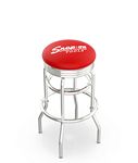 Double-Ring Swivel Stool, Chrome Finish, Ribbed Accent Ring, Available Heights: 25" 30"