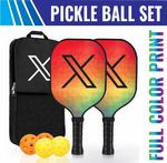 Pickleball Racket Set (15.5" x 7.8") - Fiber Glass Paddles