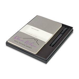 Moleskine® Large Cahier and GO Pen Gift Set - Pebble Grey