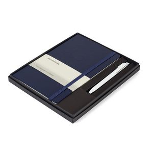 Moleskine® Large Notebook and GO Pen Gift Set - Navy Blue