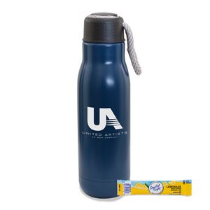 16 Oz. Matte Stainless Steel Insulated Vacuum Bottle w/Bungee Lid & Lemonade Packet
