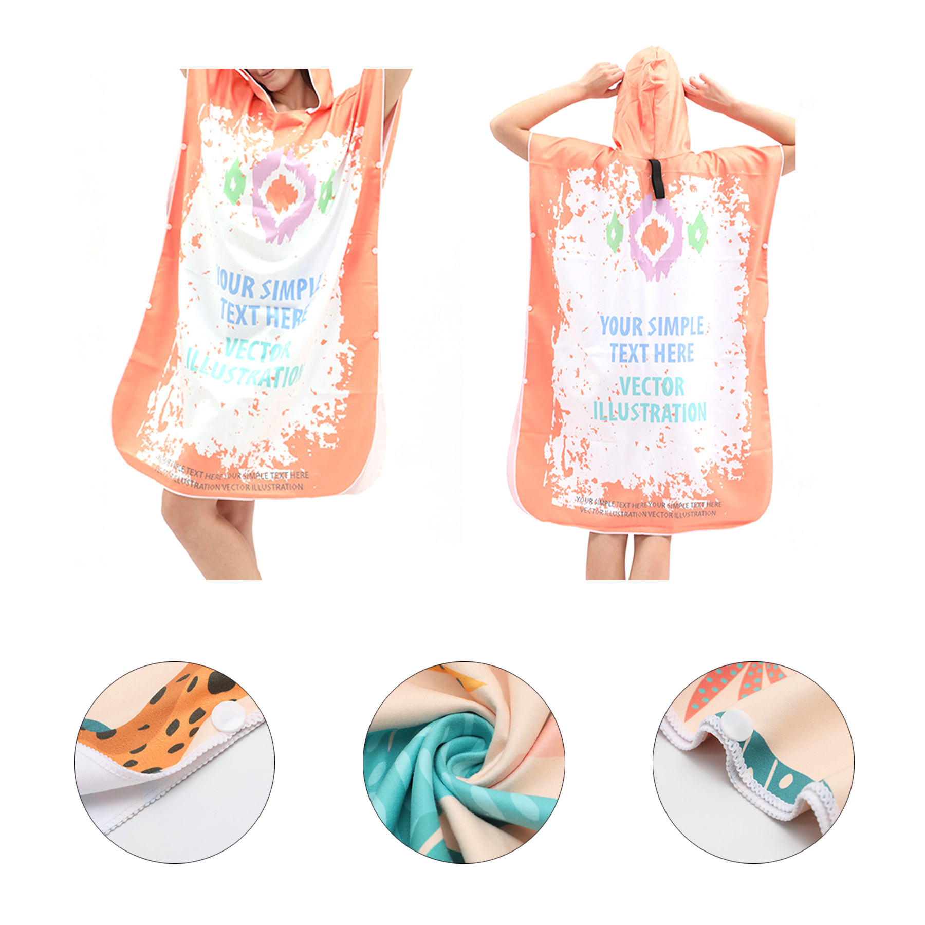 Unisex Custom Quick Dry Beach Towel Hooded Shawl - Towels