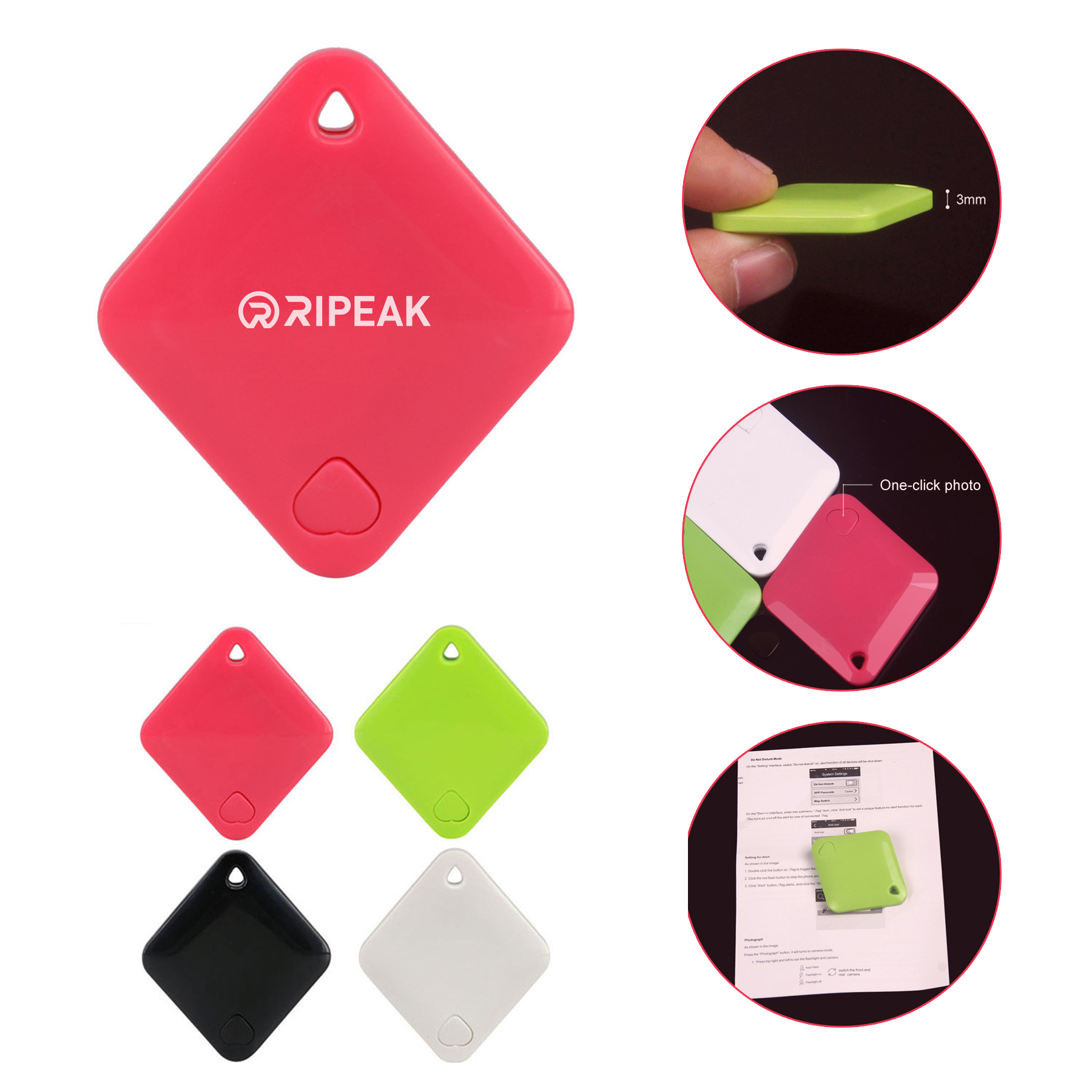 Rhombus-Shaped Wireless Smart Tracker Anti-Lost Device Keychain Key Finder - Alarms, Key Chains / Rings