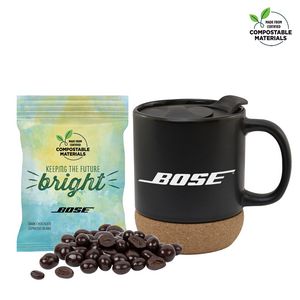 Cork Bottom Mug w/ Compostable Bag of Dark Chocolate Espresso Beans
