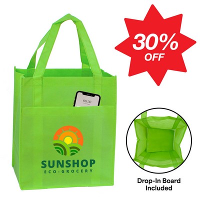 90+ GSM Reusable Shopper Tote with Front Pocket | Lime Green