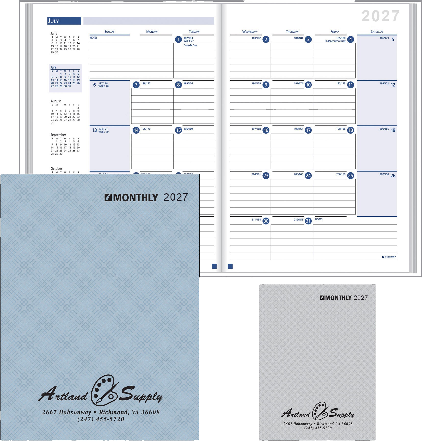 Ruled Monthly Desk Planner Stitched to Paper Cover: 2027 - Organizers, Calendars