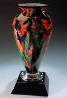 Autumn Splash Athena Vase w/ Marble Base (3.75"x9") - Vases, Awards