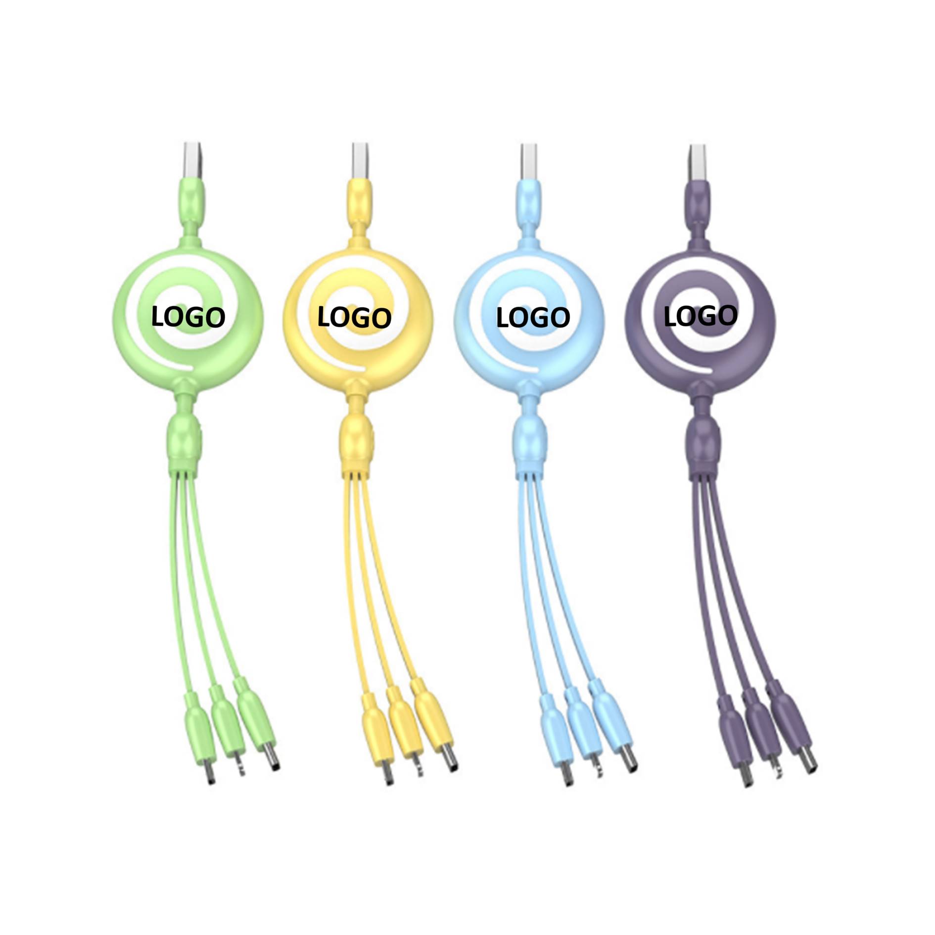 Lollipop Shape Stretch 3 in1 Micro Usb Charging Data Cable - Cables