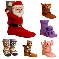 Cute 3D Knitted Cotton Socks W/ Animal Doll - Socks