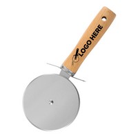 Stainless Steel Rolling Pizza Cutter with Ergonomic Wooden Handle - Knives