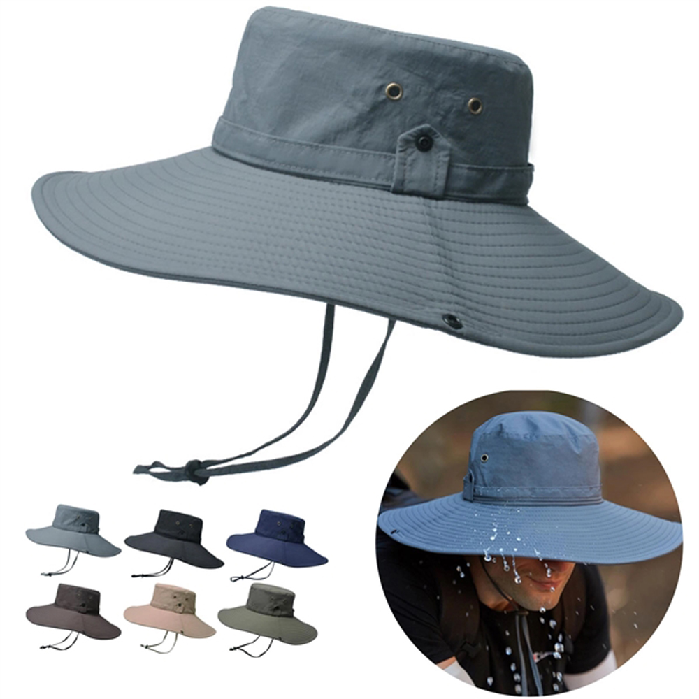 Waterproof Wide Brim Bucket Hat - Hats