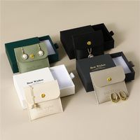 3.5" Drawer Gift Box Boutique Packaging Gift Box with PU Jewelry Pouch Display Kraft Box - Boxes, Cases