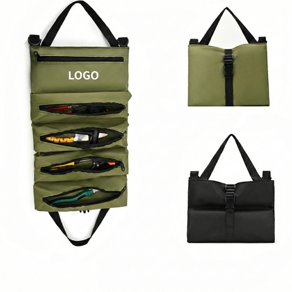 Heavy-Duty 5-Pocket Canvas Tool Roll Organizer - Organizers, Bags