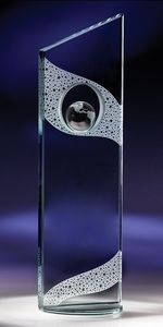 9.25" Perspective Jade Crystal Award - Globe Theme