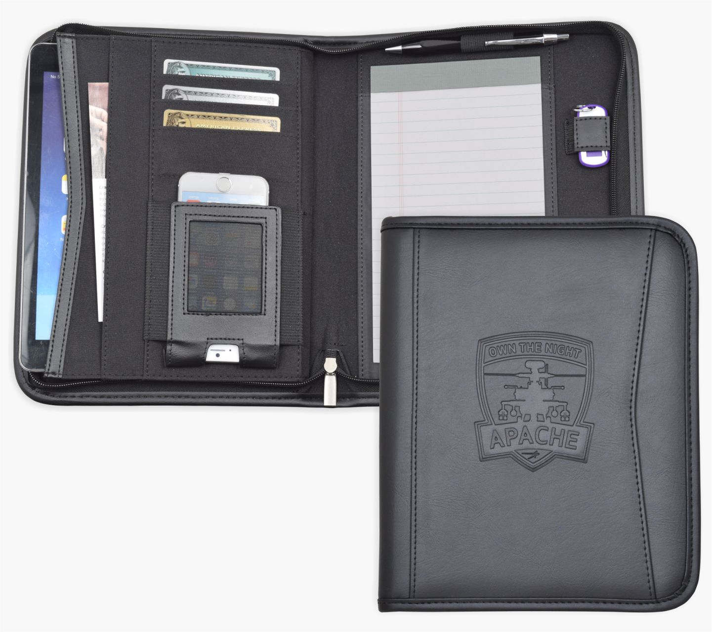 iPad Size Business Case/Padfolio, iPhone & ipad case, Black soft simulated leather. - Portfolios, Briefcases