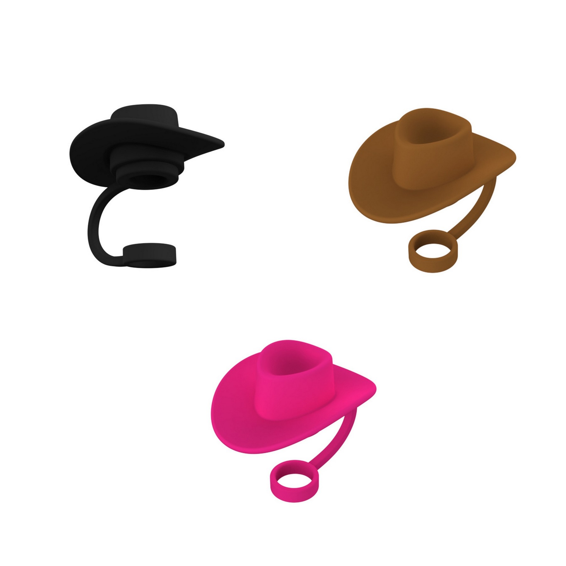 Cowboy Hat Shaped Silicone Straw Stoppers - Covers