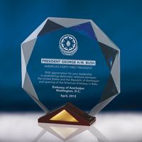 8" Crystal Octavia Crystal Award w/Wood Base