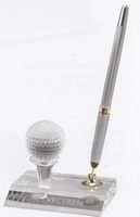 Optical Crystal Golf Ball Pen Set w/Pearl White Pen - Pens, Pen/Pencil Holders