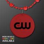 Red Football Helmet Bead Necklaces with Red Medallion (NON-LIGHT UP) - PRINTED