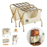 Hotel Guest Room Folding Space Saving Max 110LBS Suitcase Holder Shelf Luggage Rack with Laundry Bag - Racks, Organizers