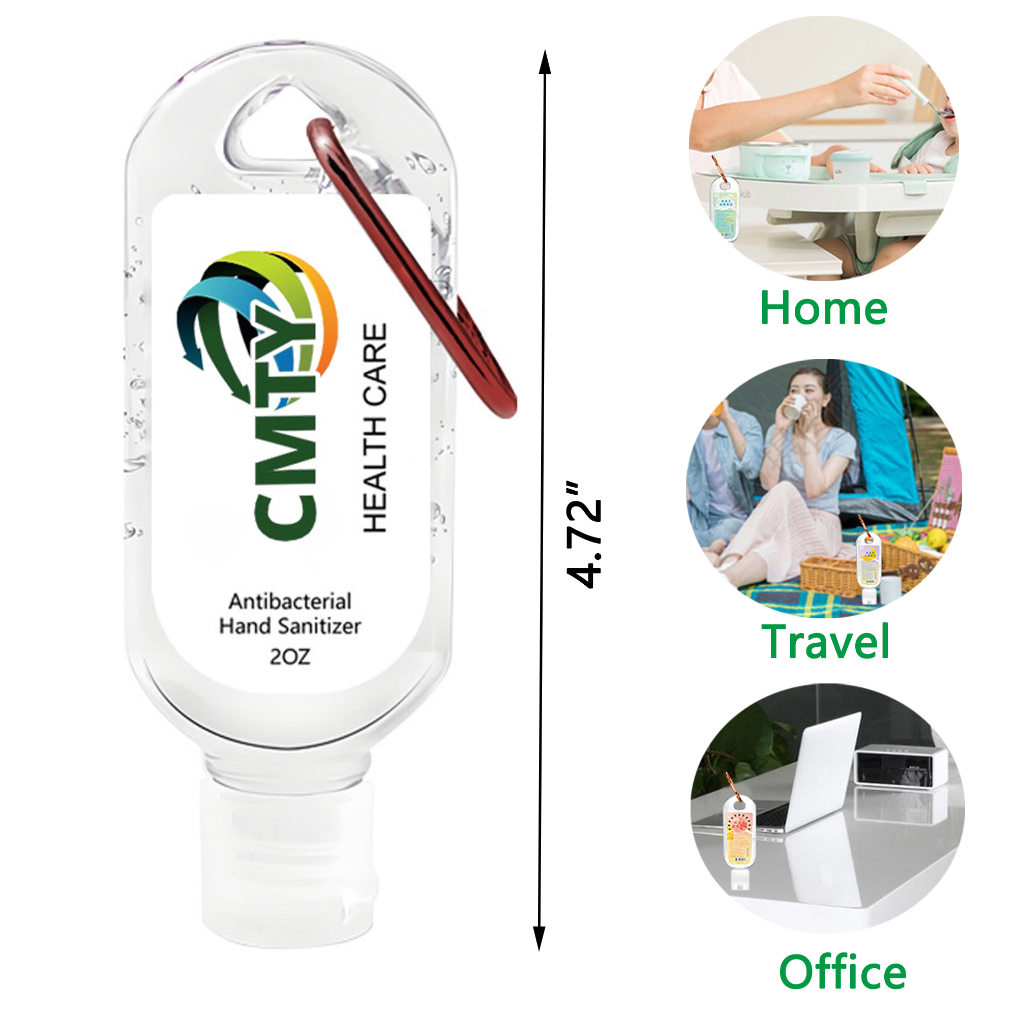 60ml Portable Hand Sanitizer Gel with Keychain - Hand Sanitizers