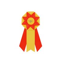 4 1/2" Rosette Ribbon 10" long w/3 Streamers - Ribbons, Awards