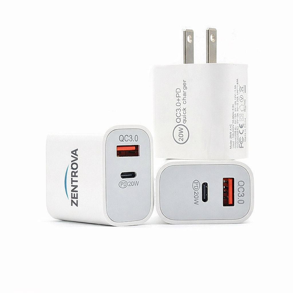 20W Dual Port USB-A & USB-C Wall Charger - Adapters, Chargers