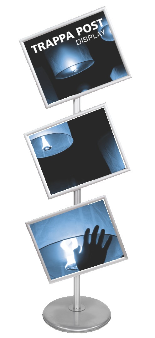 Trappa Post Stand w/ 3 Slanted 20" x 16" Snap Edge Frames - Picture Frames, Hardware