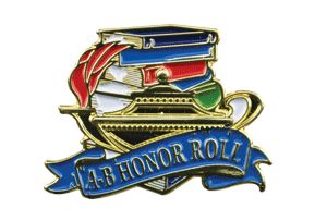 Bright Gold Educational A-B Honor Roll Lapel Pin (1-1/8")