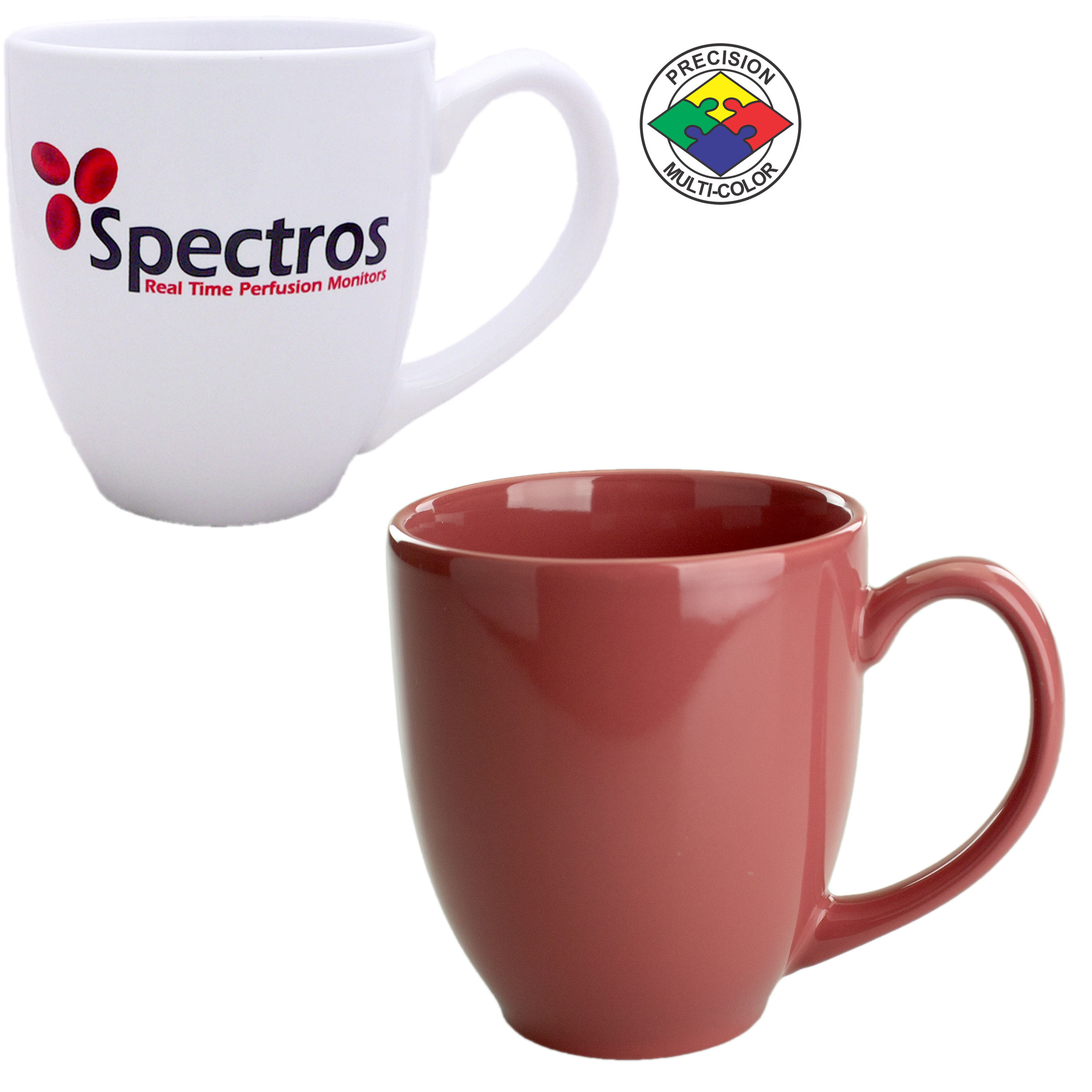 14.5 Oz. Coral/Mauve Bistro Mug - Dishwasher Safe - Precision Spot Color - Mugs, Cups