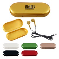 Metallic Wired Earbuds With Clamshell Case