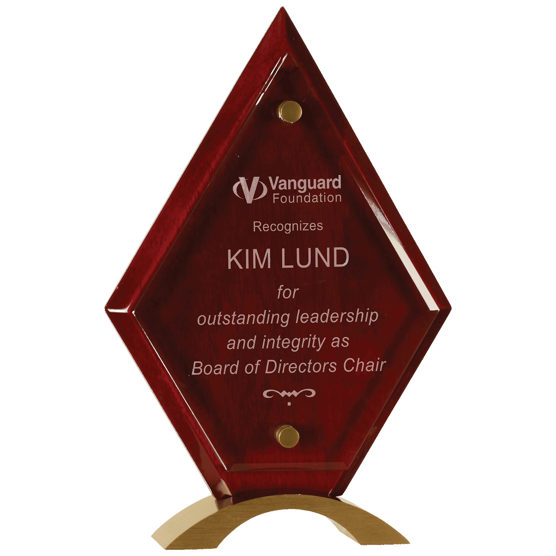 Diamond Rosewood Piano Finish Floating Glass Plaque - Plaques