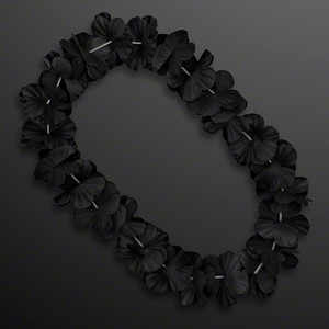 Black Flower Lei Necklace (Non-Light Up) - BLANK