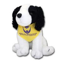 8" Sitting Beanie Bandana White/ Black Dog - Stuffed Animals, Toys