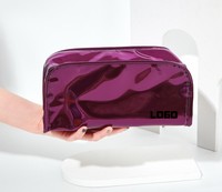 Glossy PU Leather Cosmetic Travel Bag - Bags, Cases